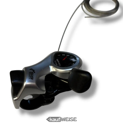 Silberner Shimano ST-RS505 Daumenschalthebel 7-Gang rechts mit Kabel und Ganganzeige